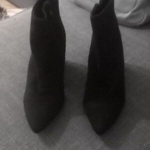 Size black booty shoes suede zipper block heel size 7